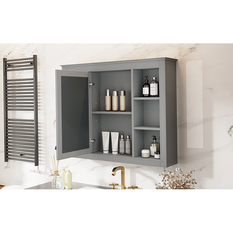 Armoire de rangement murale pour salle de bain 35X27.5Inch, Gris
