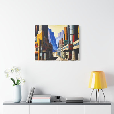 Industrial Canyons Outpost, Cubism, Canvas Art Print