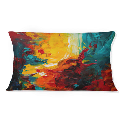 Coussin décoratif jaune et turquoise Journey Of Abstraction II - Abstract Abstract