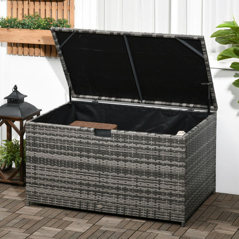 Outsunny 113 Gallon Deck Box, Dark Gray