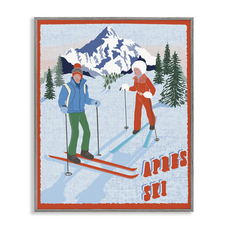Apres Ski Winter Giclee Art, design par Jo Reid, H 30 po x l 24 po, Estampe numérique Farmhouse