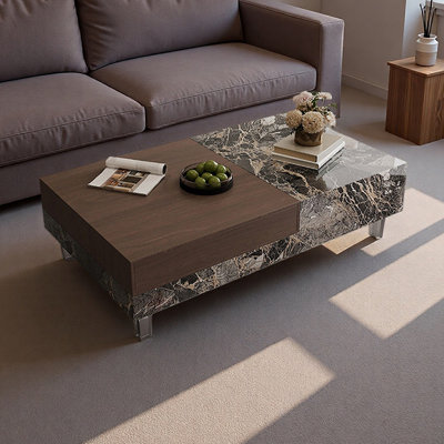 Table basse rectangulaire avec rangement en acrylique