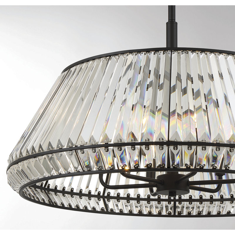 6 - Light Dimmable Geometric Chandelier, Black