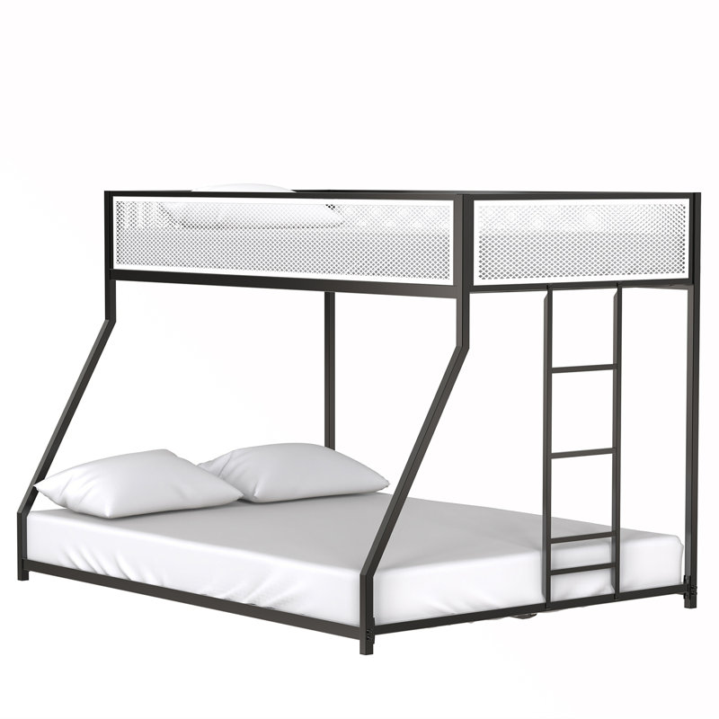 Lit superposé simple au-dessus de double avec garde-corps en filet Armesha