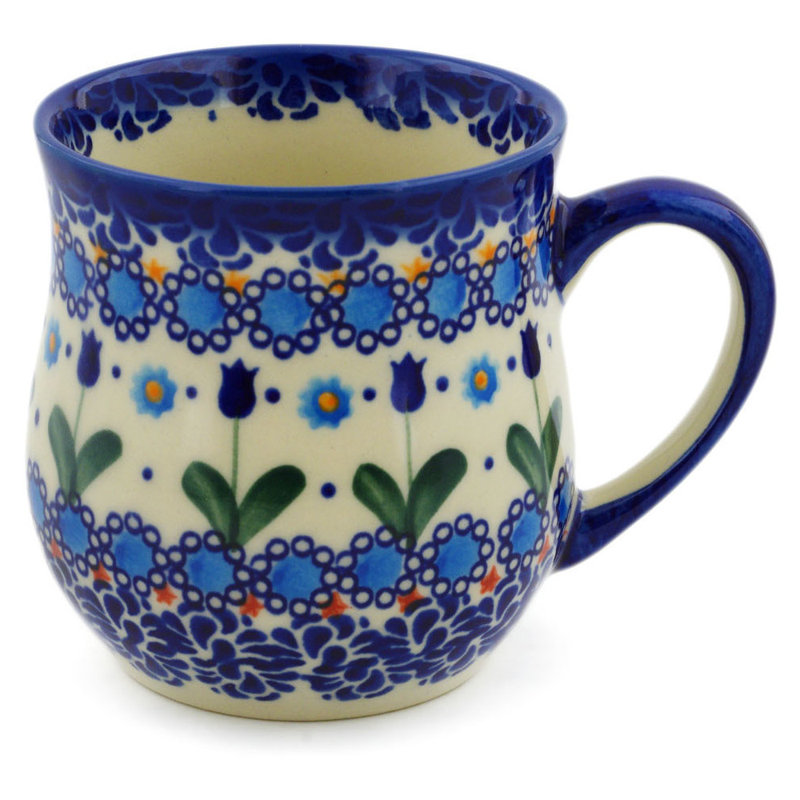 11 oz. Tasse en grès - Jardin de tulipes bleues