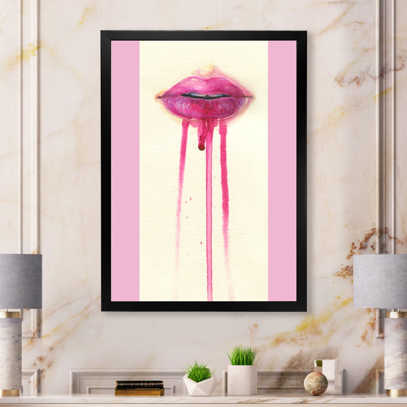 «Lips With Vivid Make Up», art mural sur toile Glam, Toile avec cadre noir, H 20 po x l 12 po x P 1 po