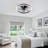  20" Crystal Ceiling Fan With LED Light And Remote, Double Ring Modern Flush Mount Hidden Blades Ceiling Fan-862564613