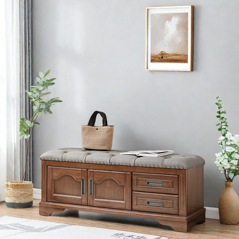 Tabouret à langer en noyer noir, Gris