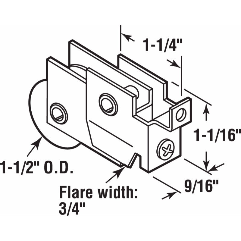 Ensemble de rouleau de porte en nylon 1-1 / 2 po Prime-Line (paquet simple)