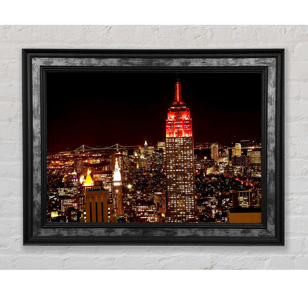 New York Empire State Red Top - Einzelner Bilderrahmen Kunstdrucke