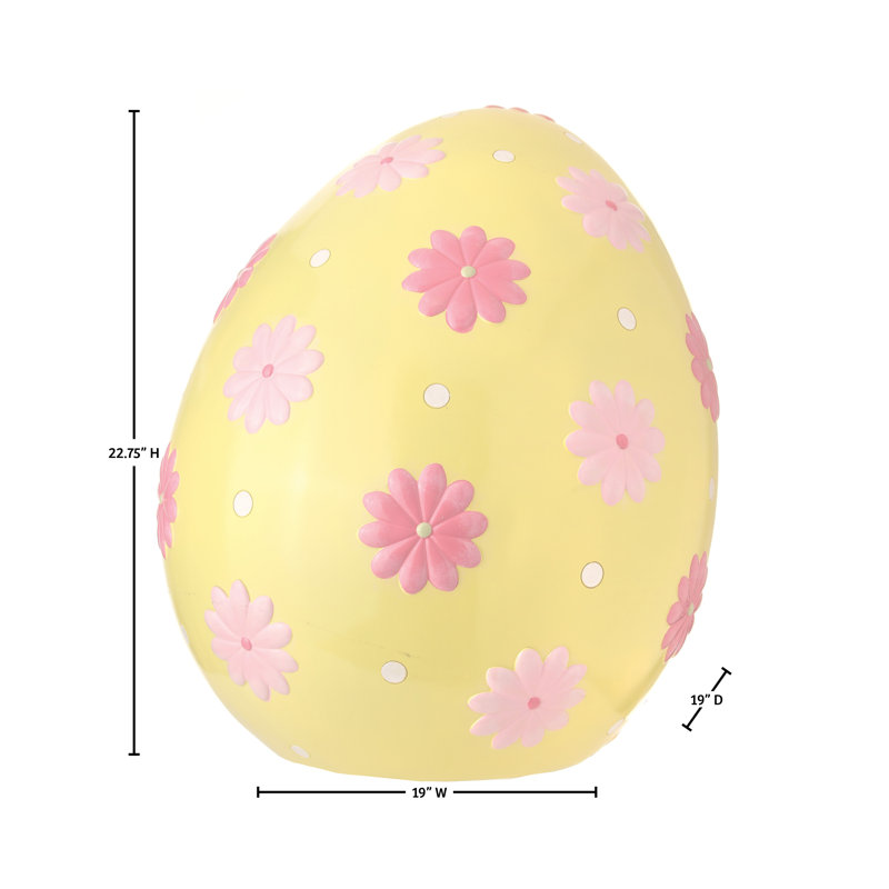 22.75" Resin Outdoor Easter Egg, Yellow/Pink