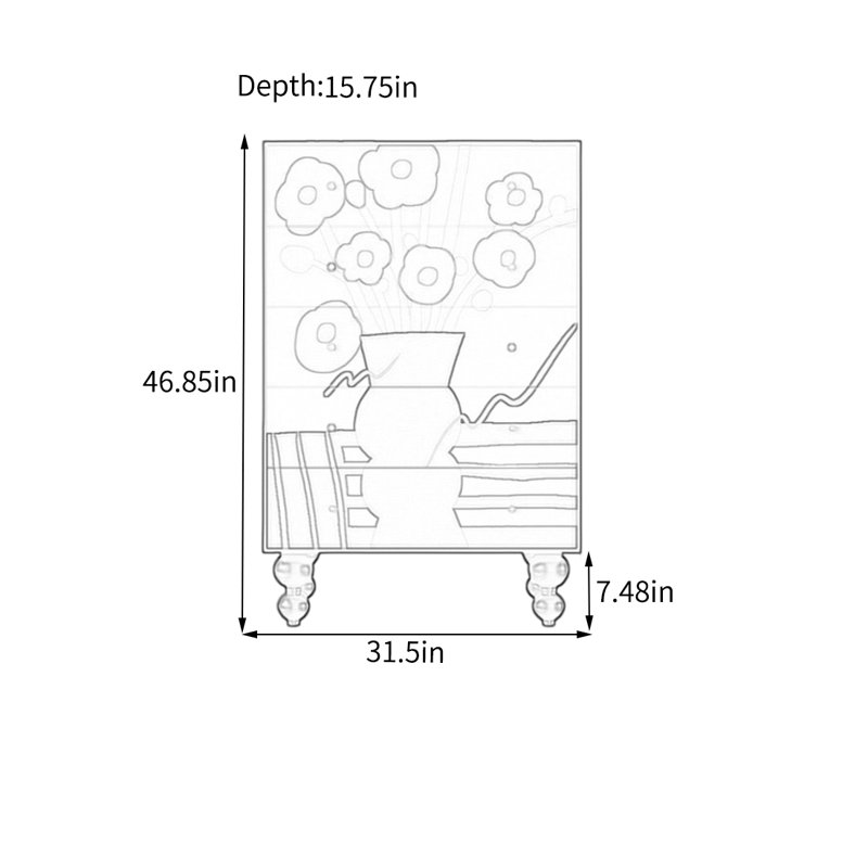 Armoire de rangement en noyer avec 5 tiroirs