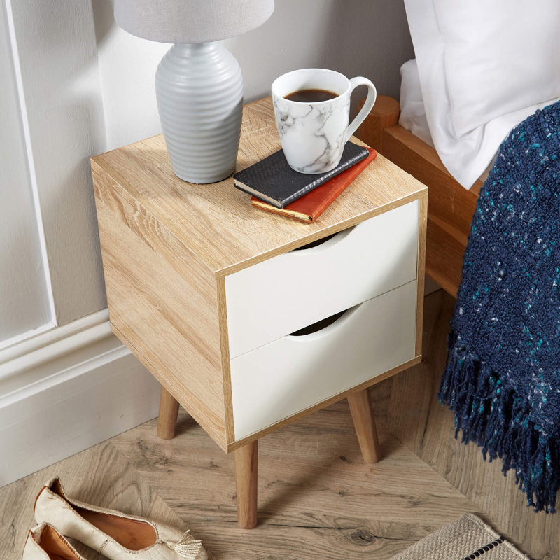 Kennedy 2 Drawer Bedside Storage Table, Oak