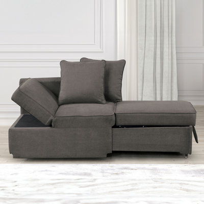 Modern Engineered Wood Chair For Living Space, Gray, Adjustable And Pull-Out Storage Room In Fabric Upholstery, Seat