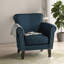Fauteuil club incurvé de luxe, siège d'appoint rembourré en tissu bleu classique classique pour des espaces confortables