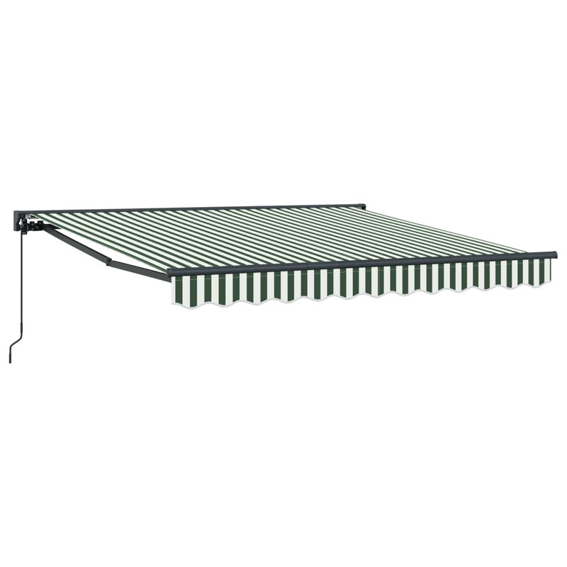 VidaXL Polyester Cover Retractable Patio Awning, 300cm W x 250cm D, Green/White/Black, Striped