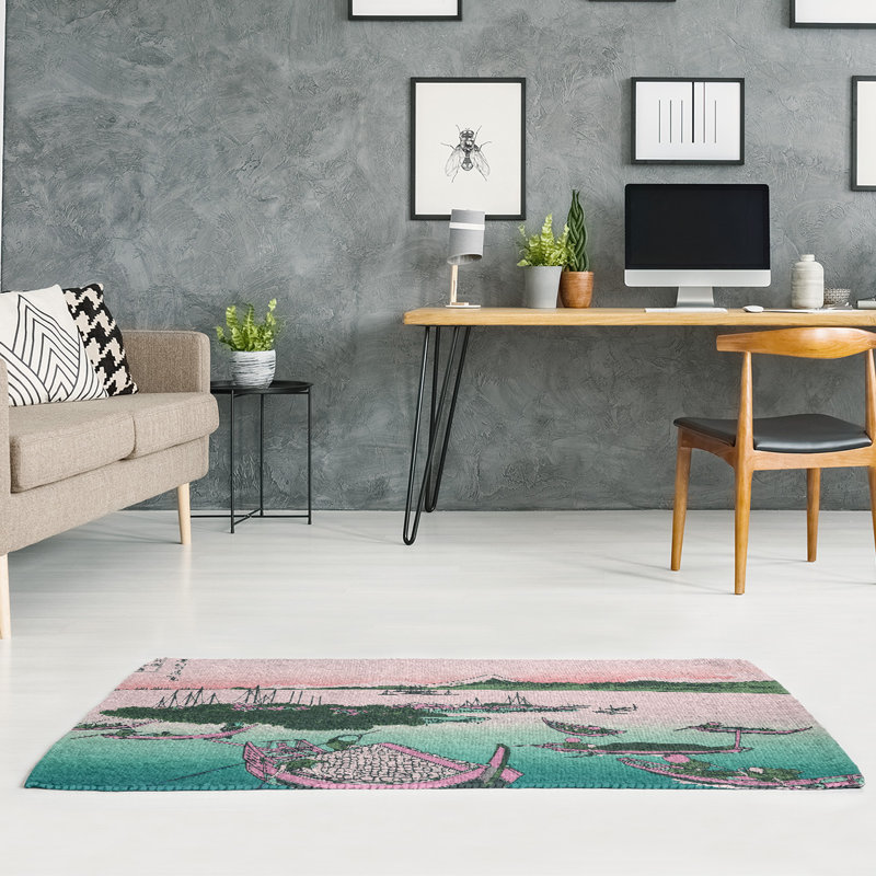 Tapis vert / rose Tsukuda Island in Musashi, Rectangle 2 pi x 3 pi