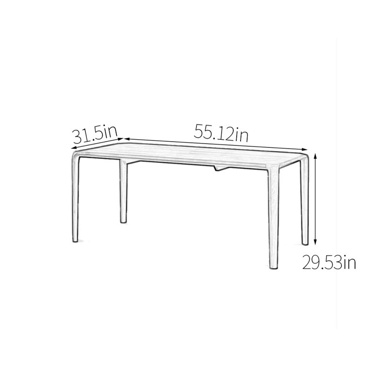 Table de salle à manger rectangulaire en bois massif, H 29,53 po x L 55,12 po x l 31,5 po