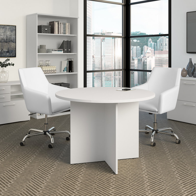 41.38'' Round Conference Table, White, 29.66" H x 41.38" L x 41.38" W
