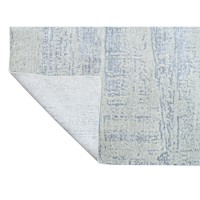 Tapis argenté et bleu clair noué à la main de haute qualité, Rectangle de 2 pi x 3 pi