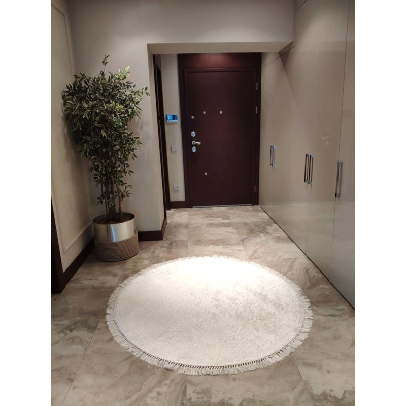 Tapis Lao avec envers antidérapant, Rond 3 pi 11 po x 3 pi 11 po