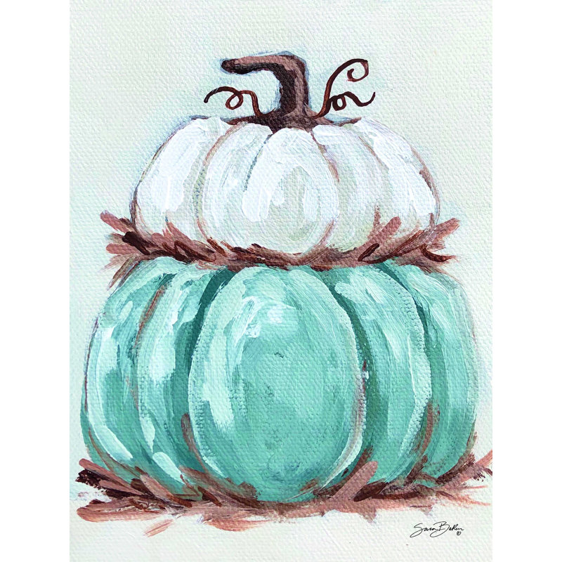 «Pumpkin Stack II» par Sara Baker, reproduction d'art sur toile tendue, H 16 po x l 12 po