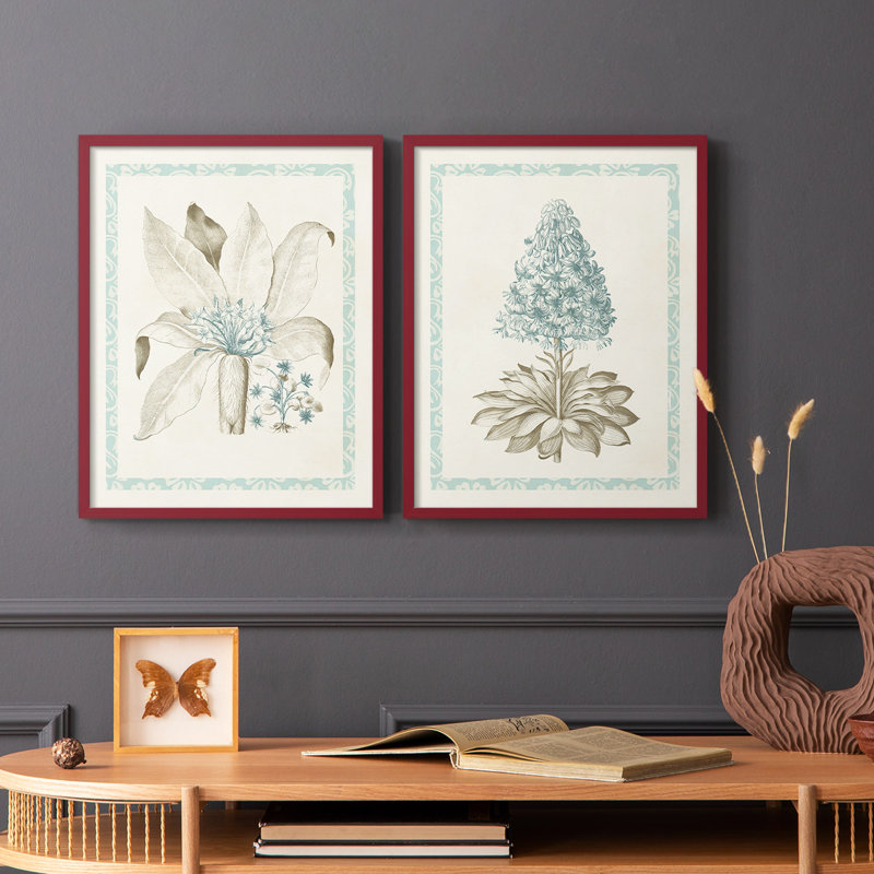 Reproduction encadrée Willow Blue Besler V-Premium - prête à être accrochée - aucun clou requis - aucun clou requis, Rouge