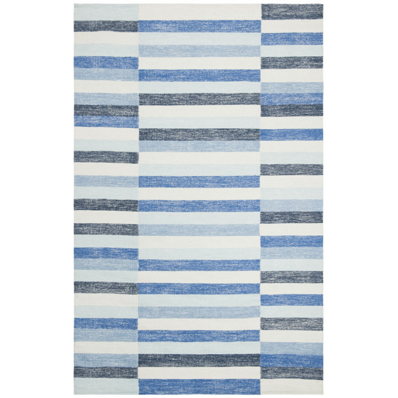 Whittlesey Hand Woven Cotton Striped Rug, Rectangle 5' x 8'