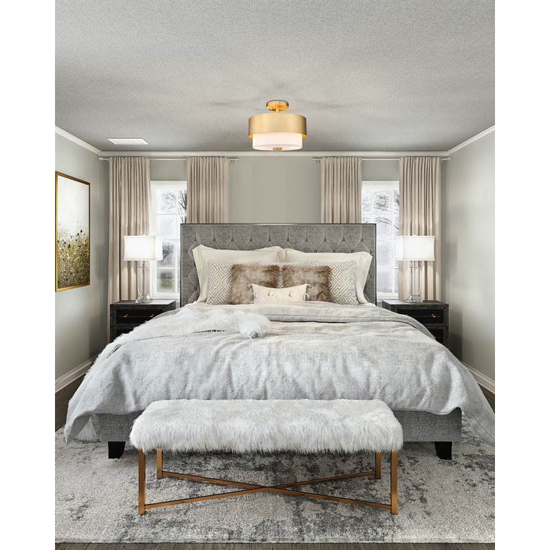 Tilden Fabric Semi Flush Mount, Modern Gold
