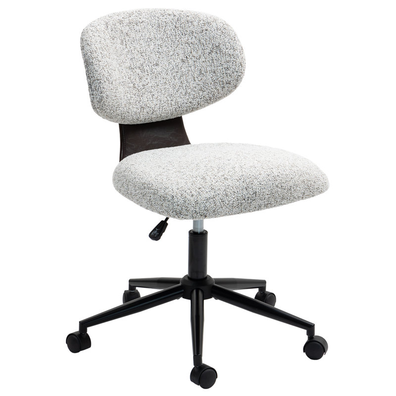 Modern Chenille Swivel Desk Office Chair, White