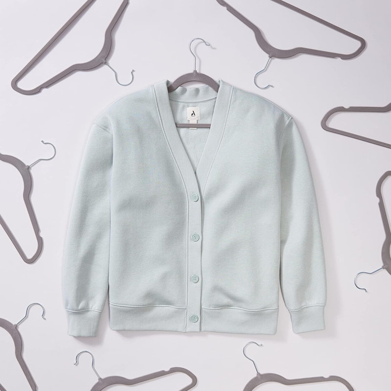 Cintre mince, en velours et antidérapant, Gris/argent, 50