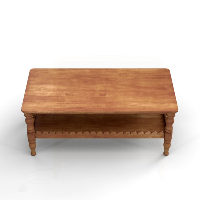 Rectangle Solid Wood Coffee Table with Storage Shelf