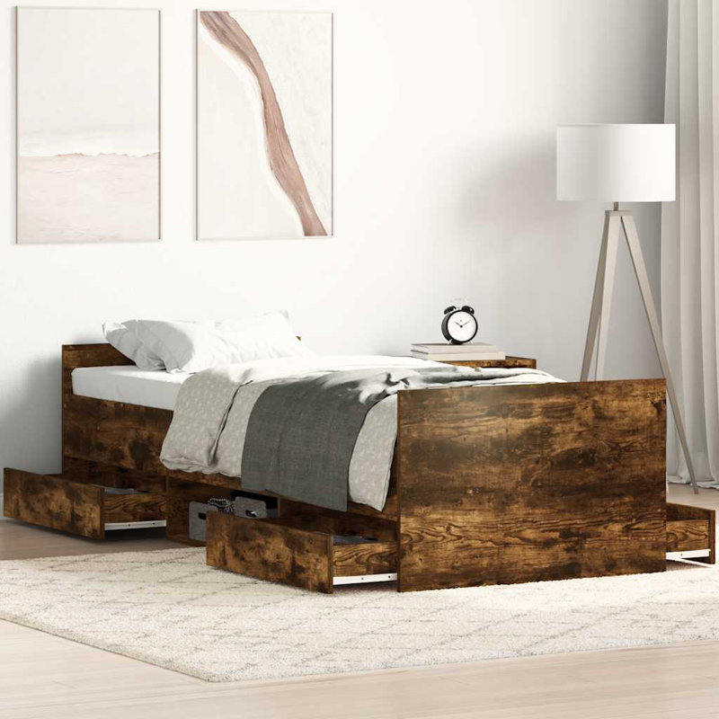 Addylen Storage Bed, Single (3'), Smoked Oak
