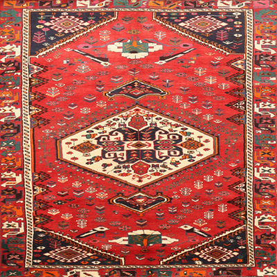 Tapis traditionnel rouge / beige Silenus