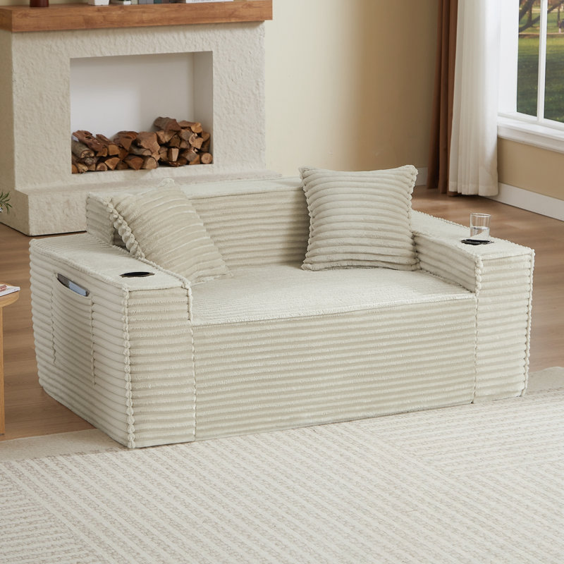 Causeuse avec coussin et coussin moelleux, Chameau