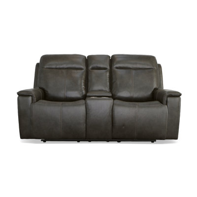 Odell 77'' Genuine Leather Pillow Top Arm Reclining Loveseat -  Flexsteel, 1739-64PH-202-04