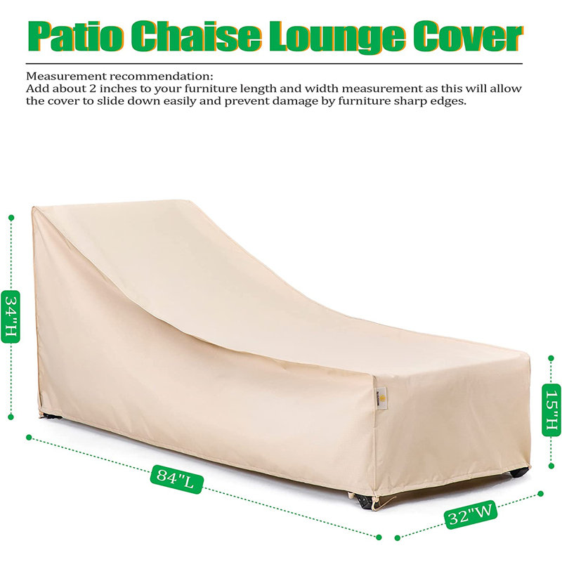Housses pour chaises longues d'extérieur imperméables de qualité supérieure: dernier tissu Rip-Stop, garantie de 3 ans, Beige