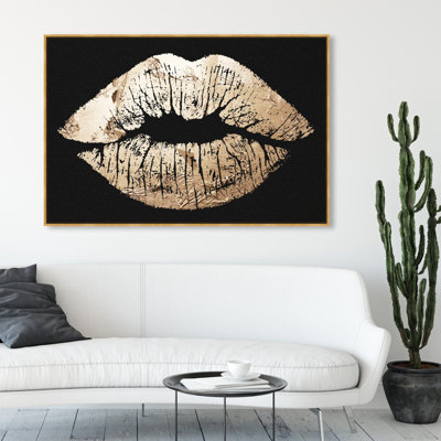 «Fashion And Glam Gold Kiss», impression sur toile