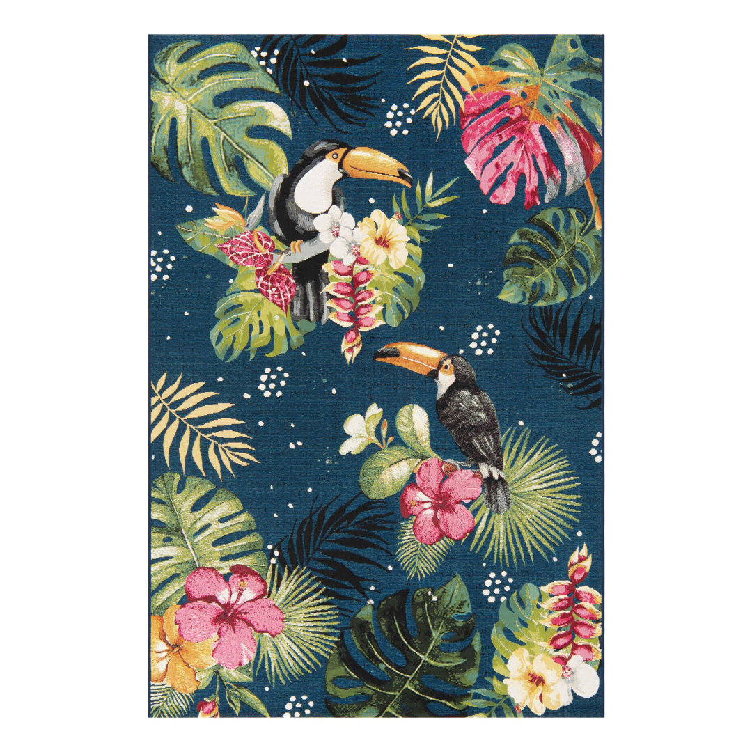 Hermleigh Washable Floral Indoor / Outdoor Rug Bayou Breeze Rug 