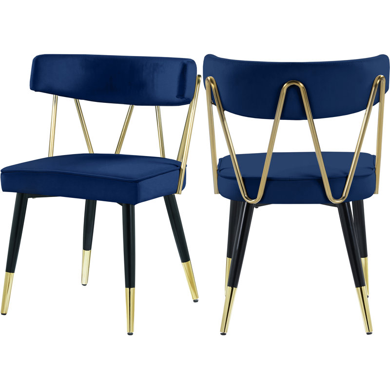 Chaise d'appoint en velours Jeudi, Velours marine