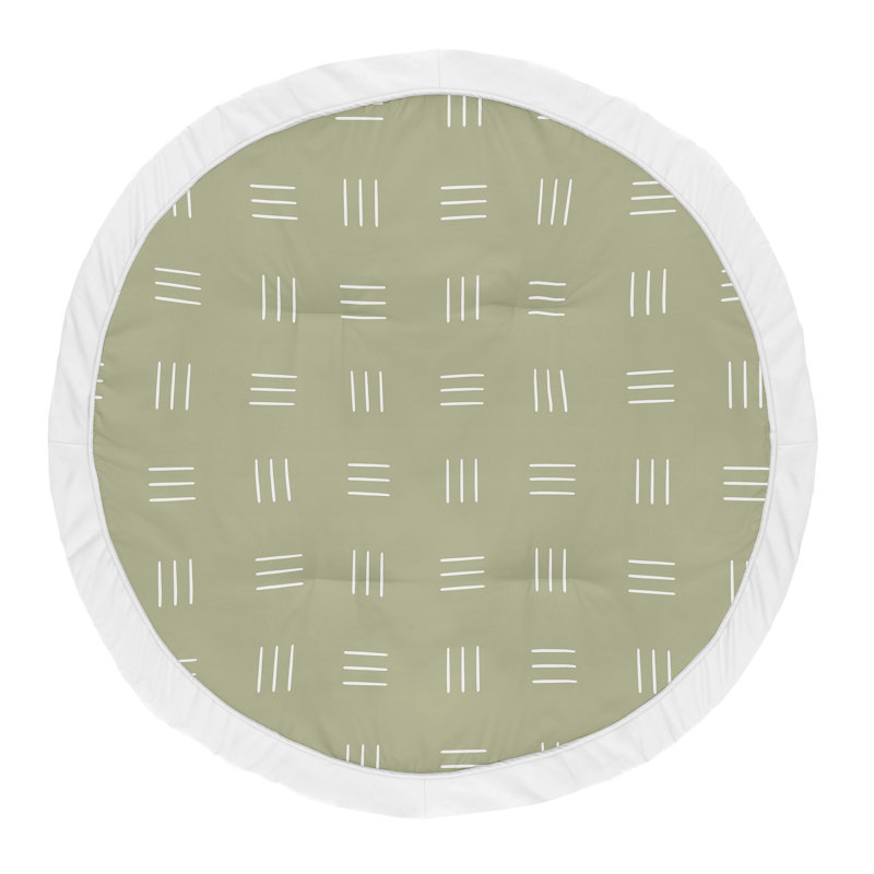 Tapis de jeu Boho Mudcloth Hatch par Sweet Jojo Designs, Vert sauge / blanc
