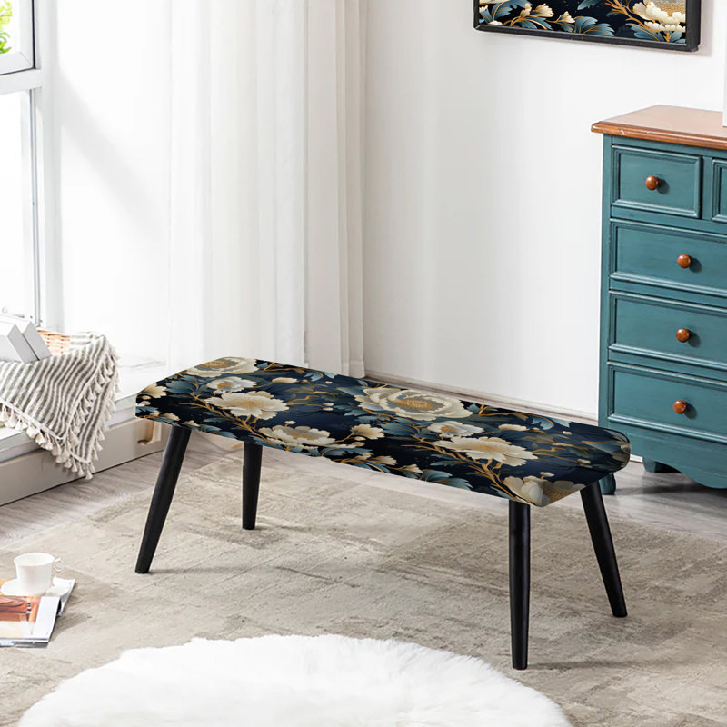 Banc rembourré floral noir Imperial Opulence