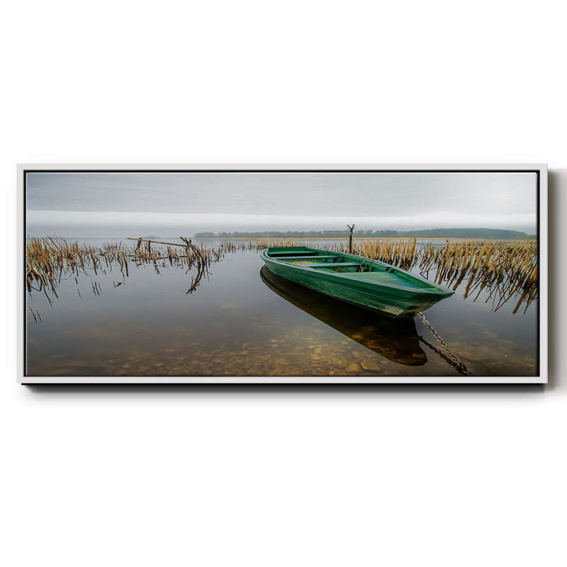 Green One- Framed Canvas, 12" H x 30" W