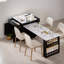 Îlot de cuisine 82,72 po avec table de salle à manger extensible pour 4 à 6 personnes, table de cuisine en similibable avec prise de courant pour la cuisine, la salle à manger