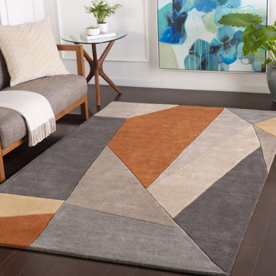 Jahiem Abstract Hand-Tufted Wool Burnt Orange Area Rug