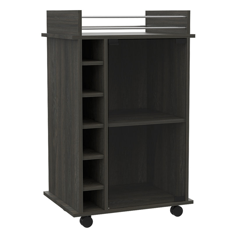 Chariot-bar Vegas, armoire à deux niveaux avec porte en verre, six casiers pour boissons alcoolisées