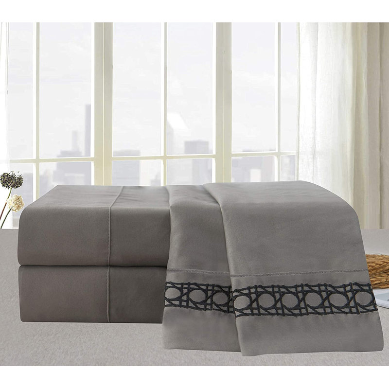 Fager Microfiber Percale Sheet Set, Queen, Gray