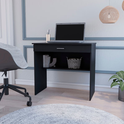Bureau noir avec tiroir et tablette