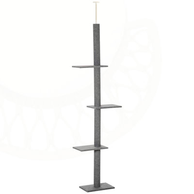 Floor-to-Ceiling Cat Tree with Sisal Scratching Posts and Adjustable Height for Active Kittens and Climbing Cats.
