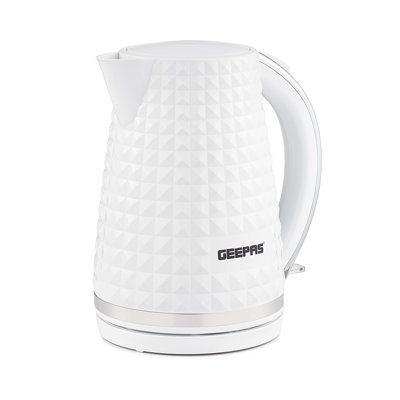 GEEPAS Argyle 1.7L Cordless Electric Kettle | Textured Kettle with 360° Rotational Base & Concealed Heating | Auto Shut Off Boil Dry Sensor | Space Saving Cord Storage and LED Indicator | 2200W